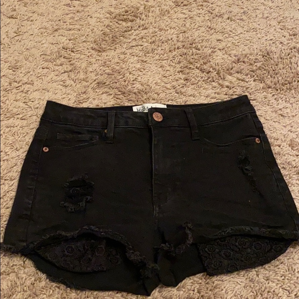 black jean shorts